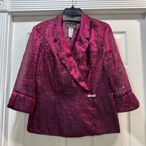 Alex Evenings Pink Blazer Wrap-Style Front